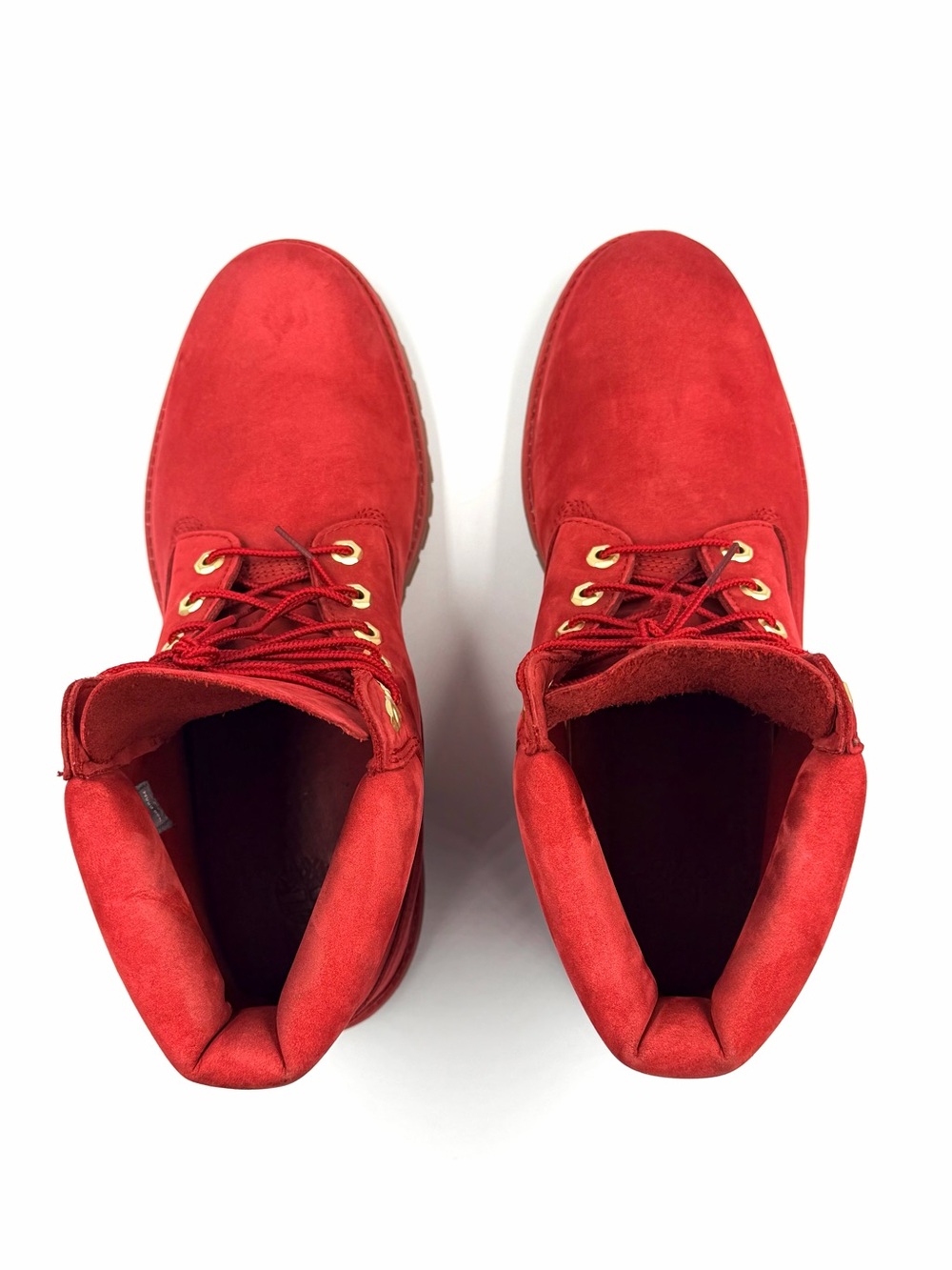 Timberland Men's Premium 6” Red Nubuck Waterproof Leather Boots - Picture 3 of 11